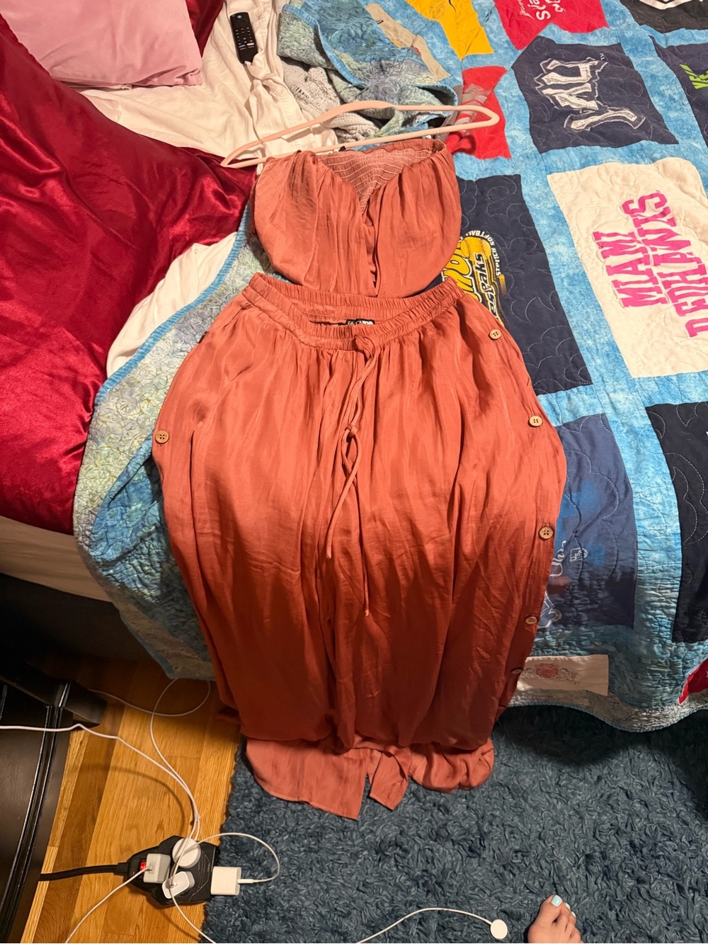Fashion Nova Rust Orange Smocked Two-Piece Set